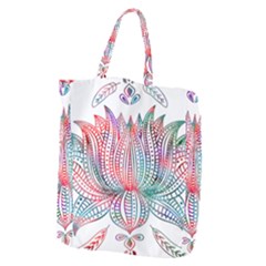 Lotus Feathers Boho Watercolor Giant Grocery Tote by 99art