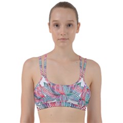 Lotus Feathers Boho Watercolor Line Them Up Sports Bra by 99art