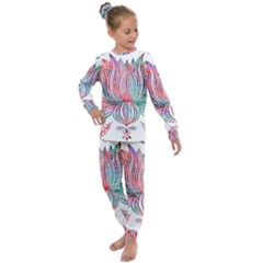 Lotus Feathers Boho Watercolor Kids  Long Sleeve Set 