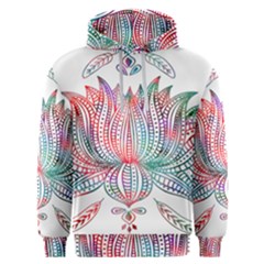 Lotus Feathers Boho Watercolor Men s Overhead Hoodie