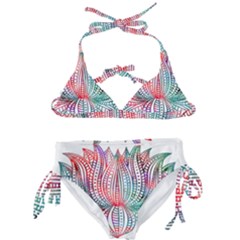 Lotus Feathers Boho Watercolor Kids  Classic Bikini Set by 99art