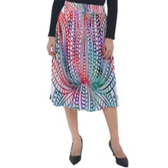 Lotus Feathers Boho Watercolor Classic Velour Midi Skirt  by 99art