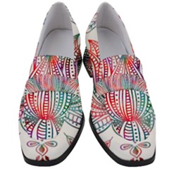 Lotus Feathers Boho Watercolor Women s Chunky Heel Loafers by 99art