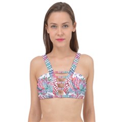 Lotus Feathers Boho Watercolor Cage Up Bikini Top by 99art