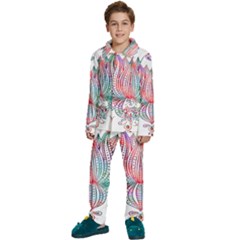 Lotus Feathers Boho Watercolor Kids  Long Sleeve Velvet Pajamas Set by 99art