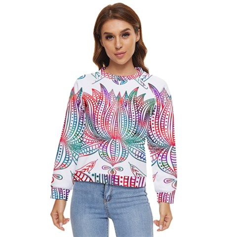 Lotus Feathers Boho Watercolor Women s Long Sleeve Raglan Tee by 99art