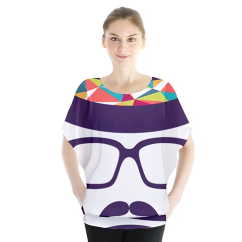 Party Hat Cartoon Batwing Chiffon Blouse by 99art