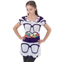 Party Hat Cartoon Puff Sleeve Tunic Top View1