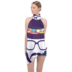 Party Hat Cartoon Halter Asymmetric Satin Top by 99art