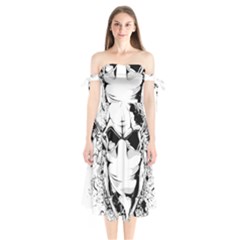 Graphic-design-vector-skull Shoulder Tie Bardot Midi Dress by 99art