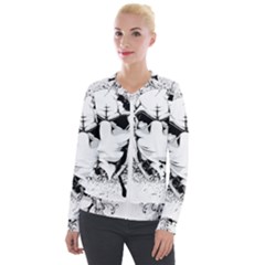 Graphic-design-vector-skull Velvet Zip Up Jacket by 99art