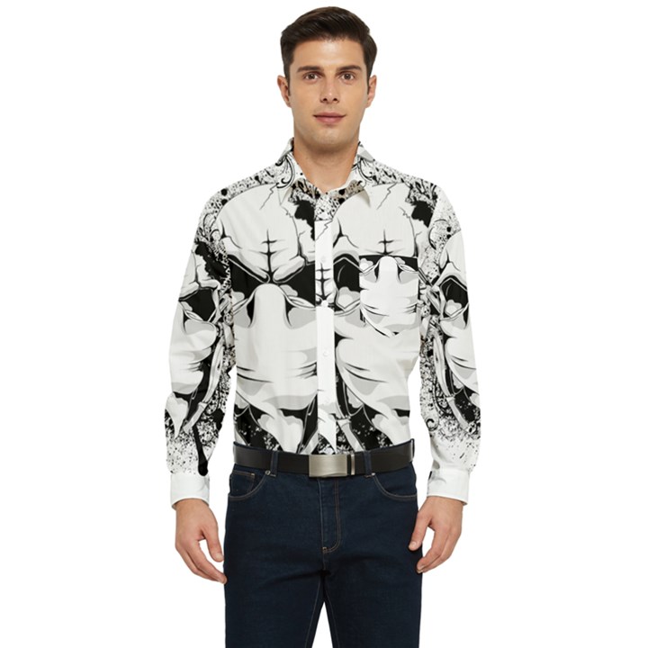 Graphic-design-vector-skull Men s Long Sleeve Pocket Shirt 