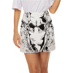 Graphic-design-vector-skull Mini Front Wrap Skirt by 99art