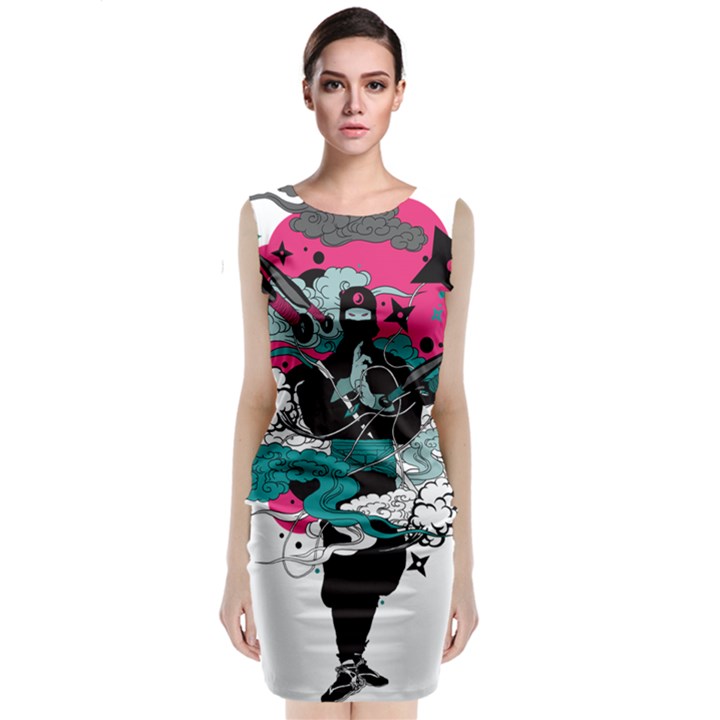 Japan Ninja-japanese-samurai-color- Classic Sleeveless Midi Dress