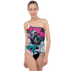 Japan Ninja-japanese-samurai-color- Classic One Shoulder Swimsuit by 99art