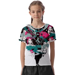 Japan Ninja-japanese-samurai-color- Kids  Frill Chiffon Blouse by 99art