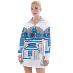 Technology-clip-art-r2d2 Women s Long Sleeve Casual Dress by 99art