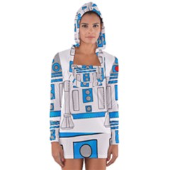 Technology-clip-art-r2d2 Long Sleeve Hooded T-shirt by 99art