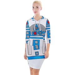 Technology-clip-art-r2d2 Quarter Sleeve Hood Bodycon Dress by 99art