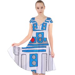 Technology-clip-art-r2d2 Cap Sleeve Front Wrap Midi Dress by 99art