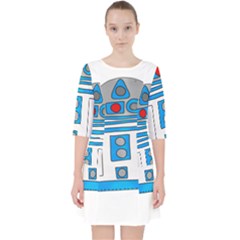 Technology-clip-art-r2d2 Quarter Sleeve Pocket Dress by 99art