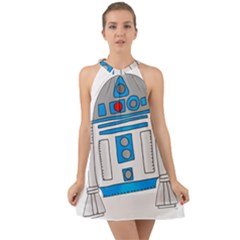 Technology-clip-art-r2d2 Halter Tie Back Chiffon Dress by 99art