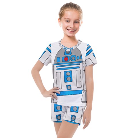 Technology-clip-art-r2d2 Kids  Mesh Tee And Shorts Set by 99art