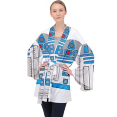 Technology-clip-art-r2d2 Long Sleeve Velvet Kimono  by 99art