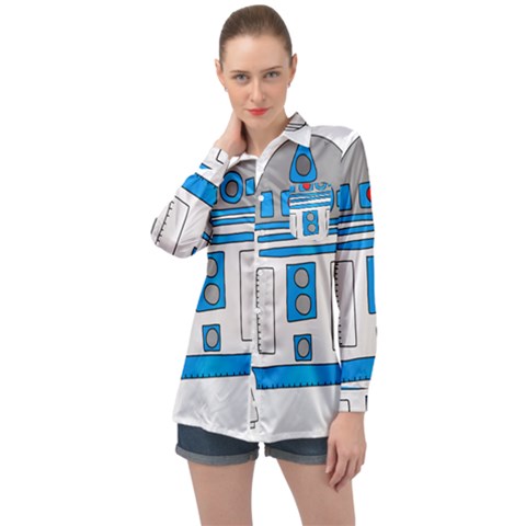 Technology-clip-art-r2d2 Long Sleeve Satin Shirt by 99art