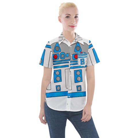 Technology-clip-art-r2d2 Women s Short Sleeve Pocket Shirt by 99art