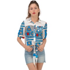 Technology-clip-art-r2d2 Tie Front Shirt  by 99art