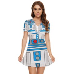 Technology-clip-art-r2d2 V-neck High Waist Chiffon Mini Dress by 99art