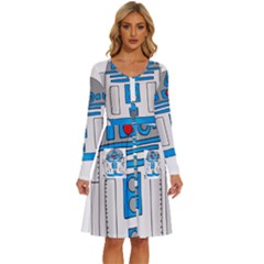 Technology-clip-art-r2d2 Long Sleeve Dress With Pocket by 99art