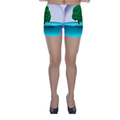 Crystal-ball-sphere-cartoon Color Background Skinny Shorts by 99art