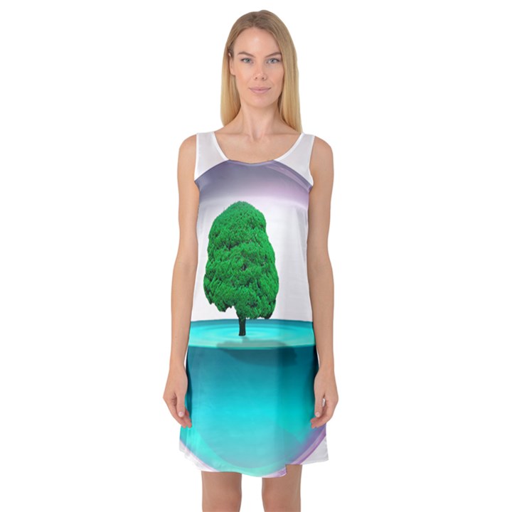 Crystal-ball-sphere-cartoon Color Background Sleeveless Satin Nightdress