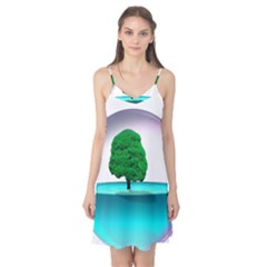 Crystal-ball-sphere-cartoon Color Background Camis Nightgown  by 99art