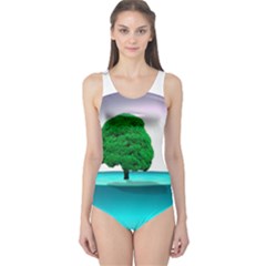 Crystal-ball-sphere-cartoon Color Background One Piece Swimsuit by 99art