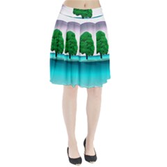 Crystal-ball-sphere-cartoon Color Background Pleated Skirt by 99art