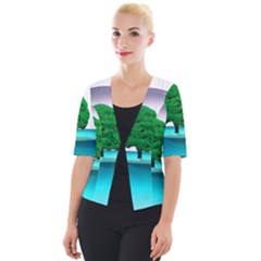 Crystal-ball-sphere-cartoon Color Background Cropped Button Cardigan by 99art