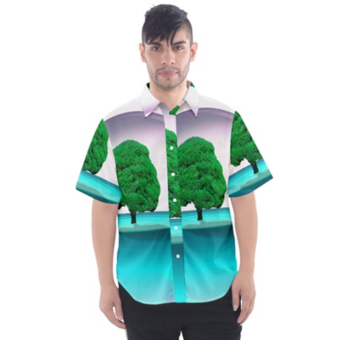 Crystal-ball-sphere-cartoon Color Background Men s Short Sleeve Shirt by 99art