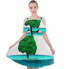 Crystal-ball-sphere-cartoon Color Background Cut Out Shoulders Chiffon Dress by 99art