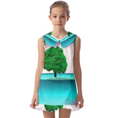 Crystal-ball-sphere-cartoon Color Background Kids  Pilgrim Collar Ruffle Hem Dress by 99art