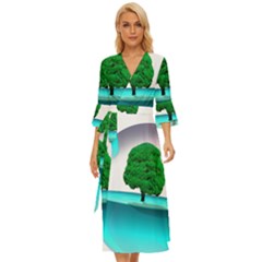 Crystal-ball-sphere-cartoon Color Background Midsummer Wrap Dress by 99art