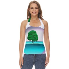 Crystal-ball-sphere-cartoon Color Background Basic Halter Top by 99art