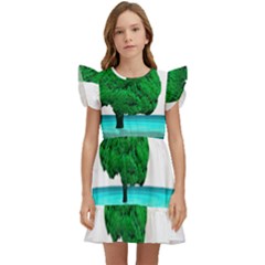 Crystal-ball-sphere-cartoon Color Background Kids  Winged Sleeve Dress by 99art