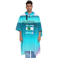 Crystal-ball-sphere-cartoon Color Background Men s Hooded Rain Ponchos