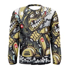 Scooter-motorcycle-boot-cartoon-vector Men s Long Sleeve Tee