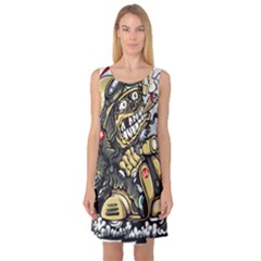 Scooter-motorcycle-boot-cartoon-vector Sleeveless Satin Nightdress by 99art