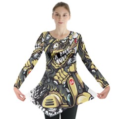 Scooter-motorcycle-boot-cartoon-vector Long Sleeve Tunic  by 99art