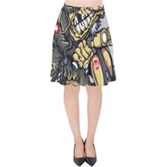 Scooter-motorcycle-boot-cartoon-vector Velvet High Waist Skirt by 99art